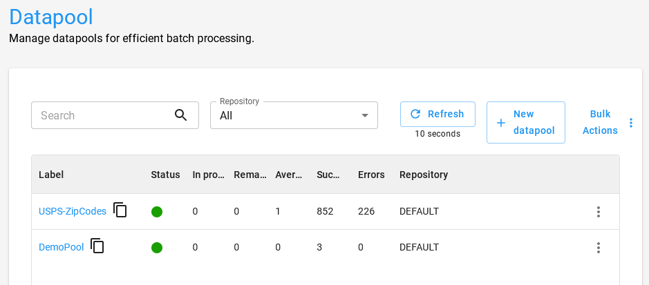 Funcionalidade Datapool