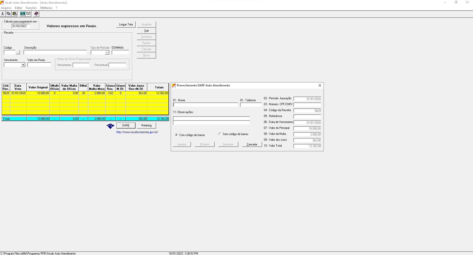 Sicalc formulário 3